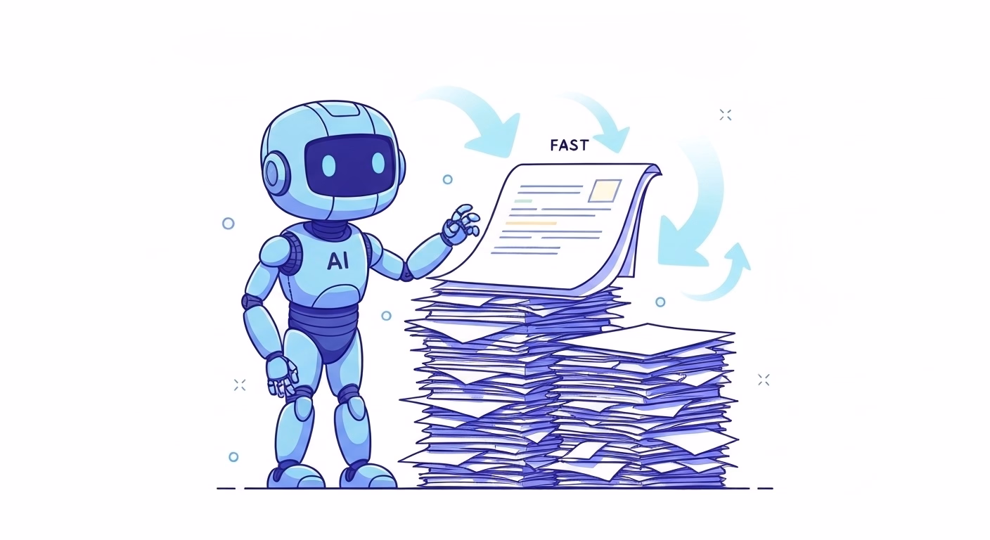 professional blog article thumbnail showing a friendly AI robot transforming a …