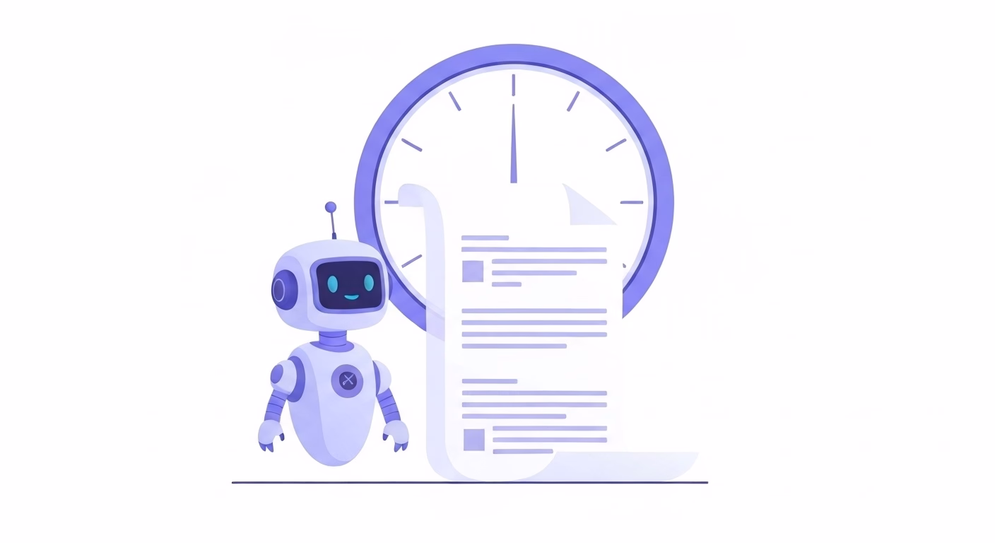 professional blog article thumbnail showing a friendly AI robot instantly trans…