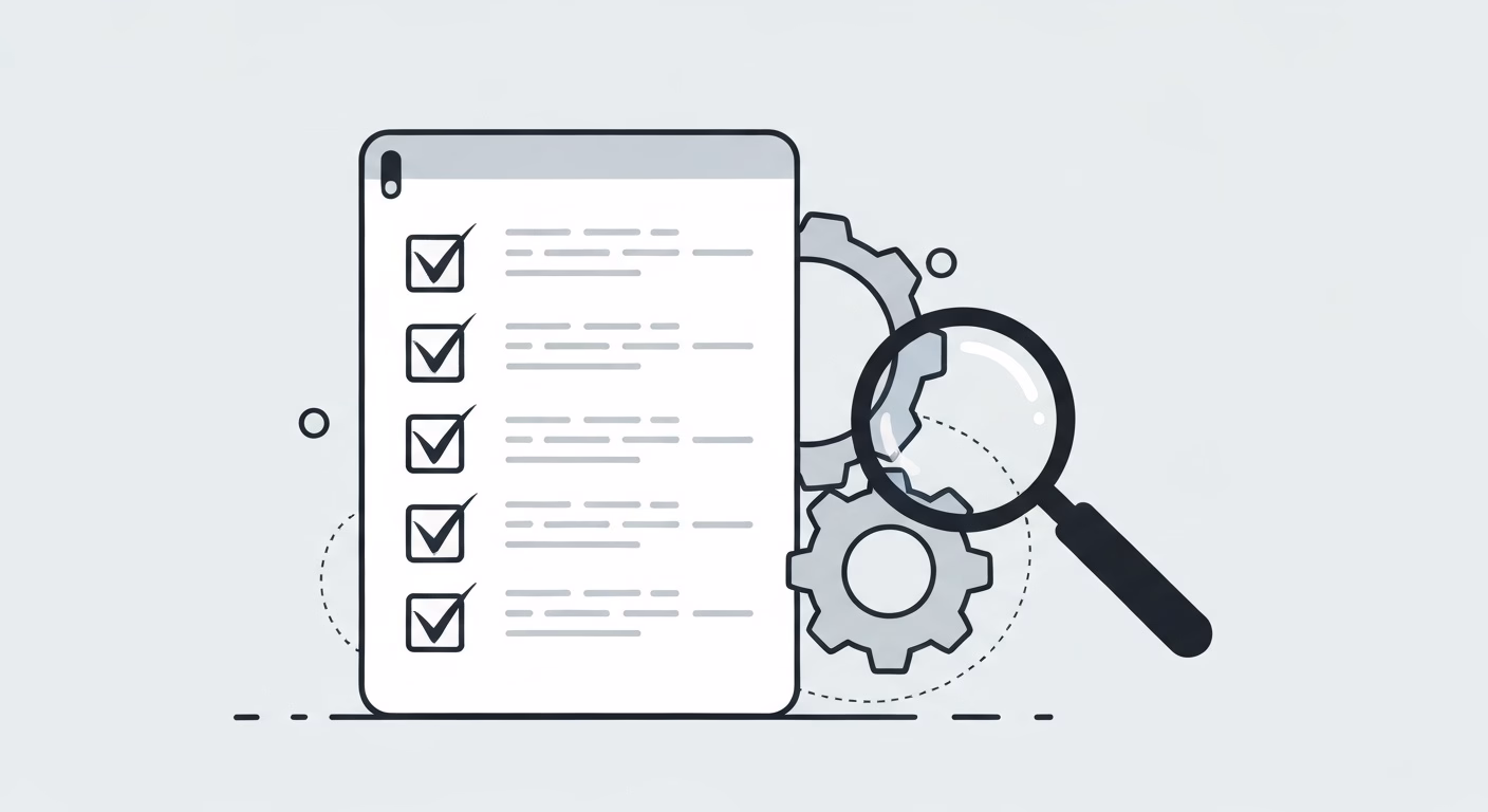 An image representing a step-by-step troubleshooting guide. A large, clean chec…