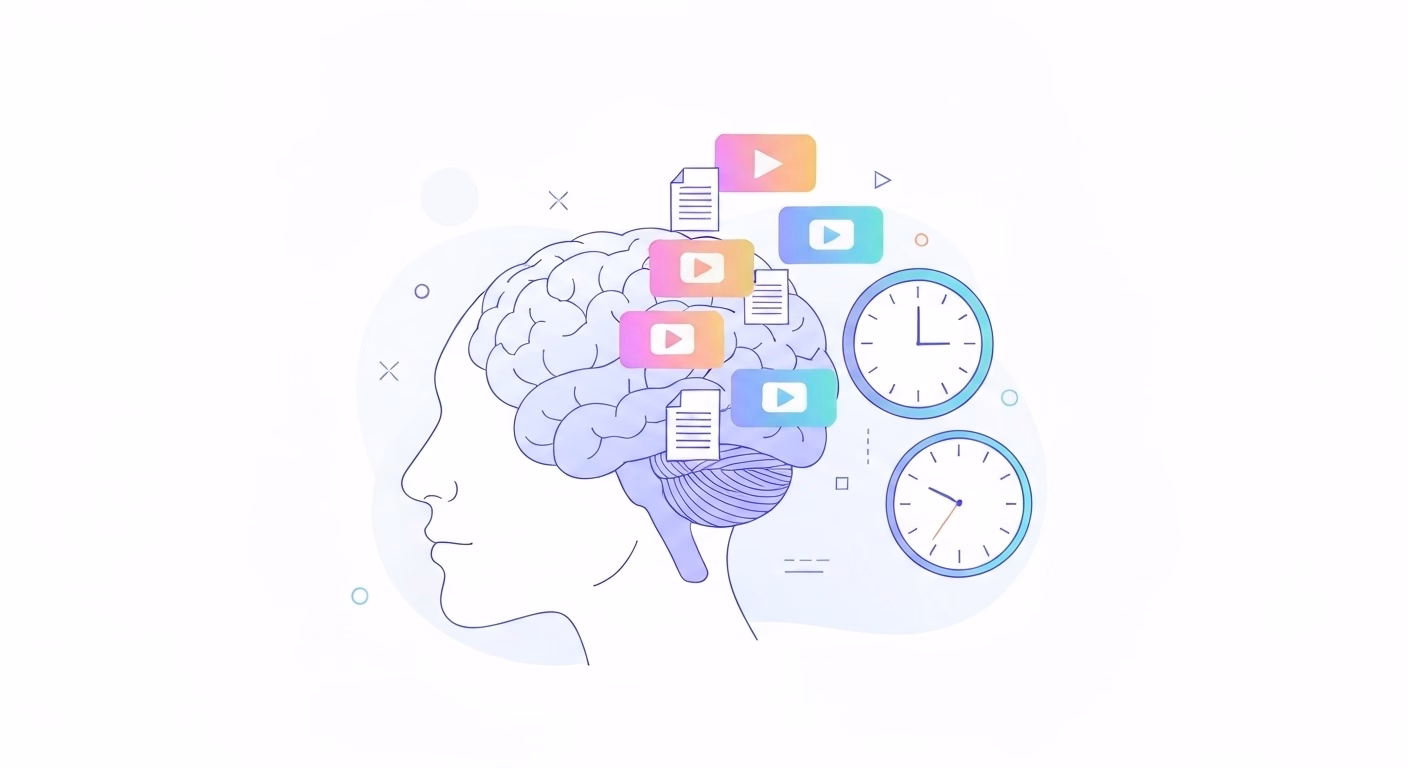 professional blog article thumbnail showing a stylized human brain efficiently …