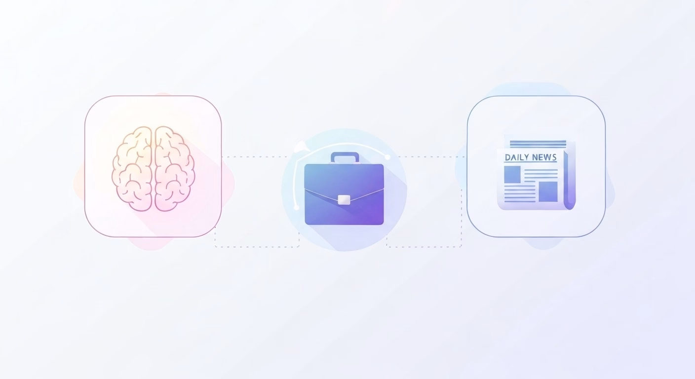 A minimalist flat illustration showcasing various use cases. It features three …