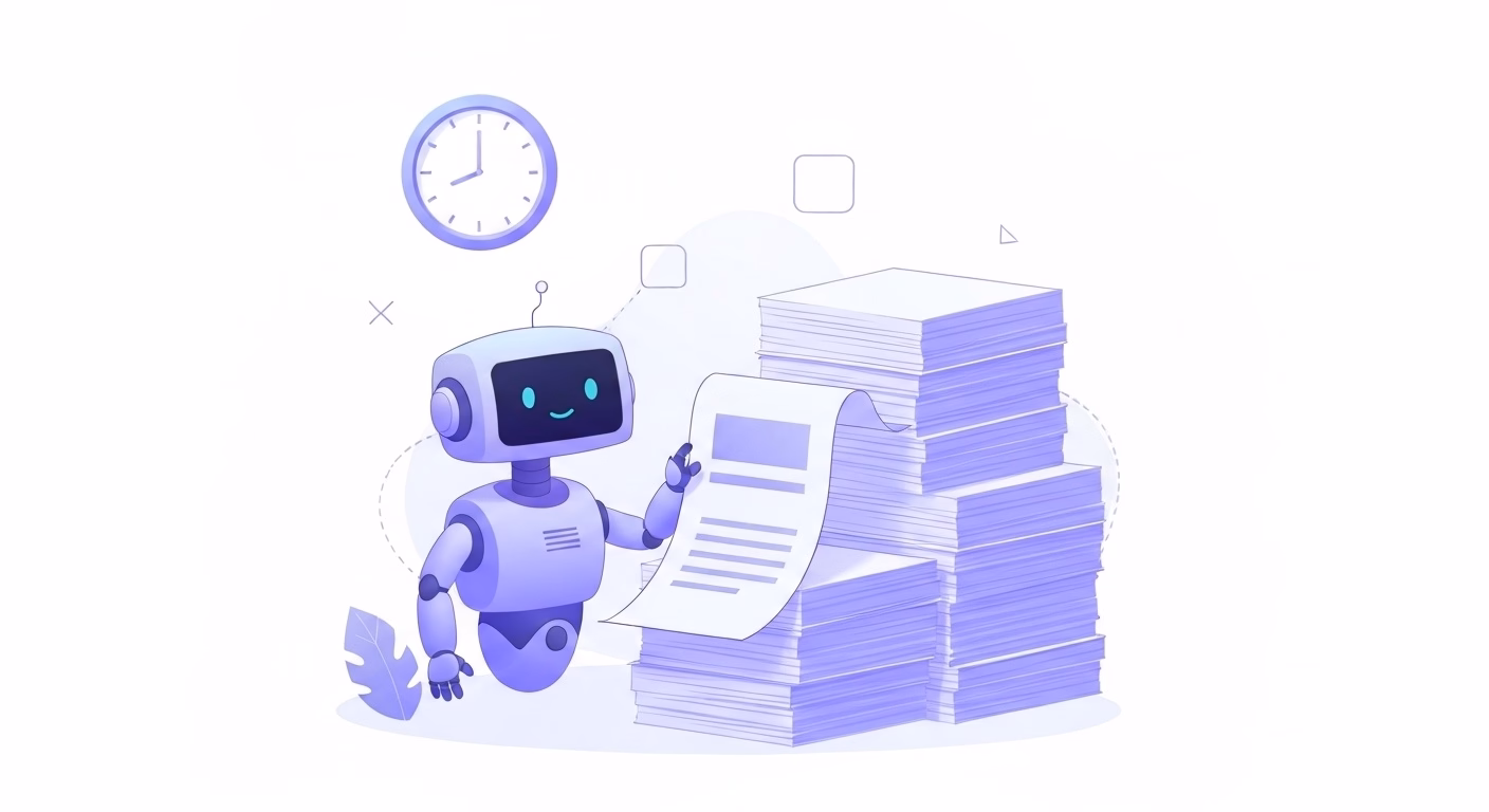 professional blog article thumbnail showing a friendly AI robot transforming a …