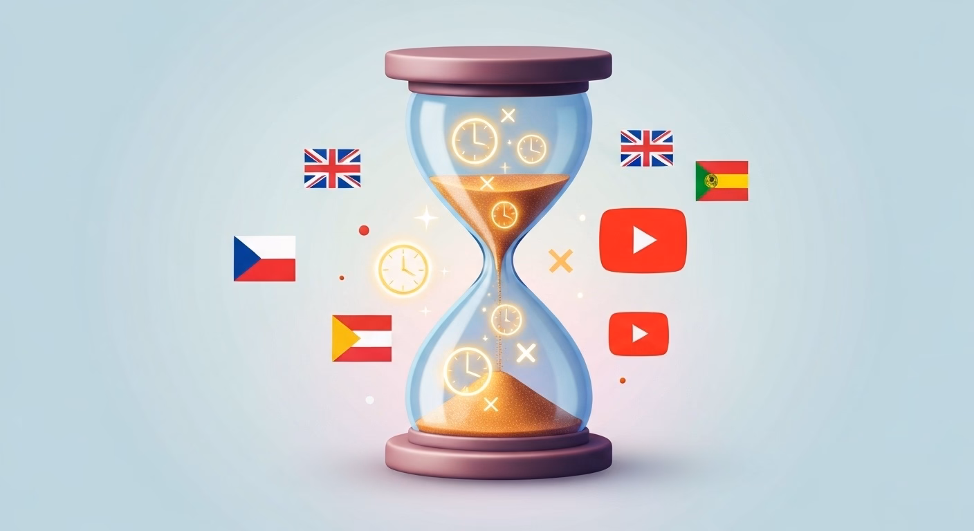 An abstract illustration of an hourglass where the falling sand transforms into…