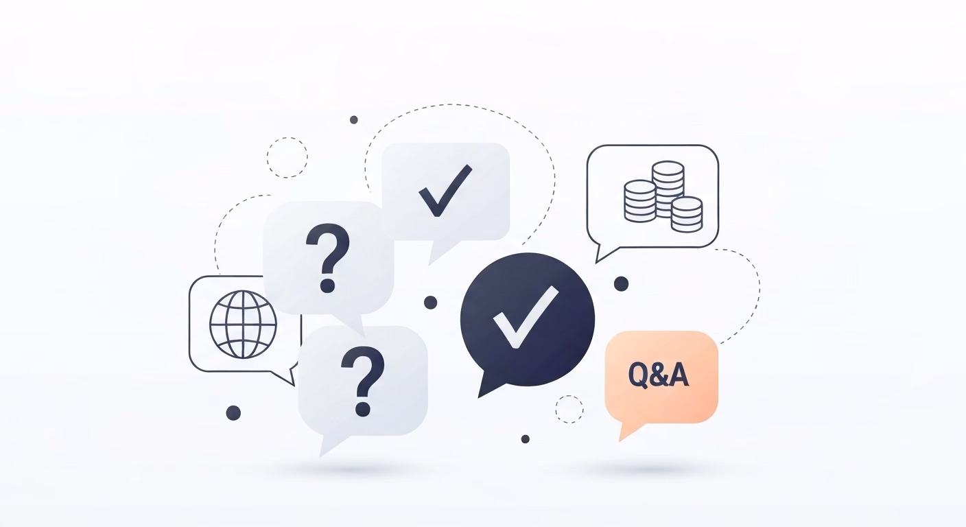 An illustration depicting a series of speech bubbles. Some bubbles contain ques…