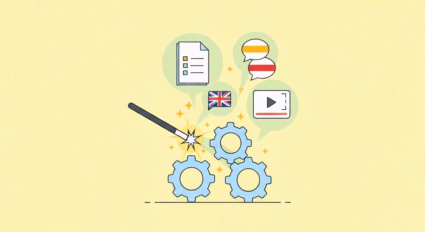 A magic wand touches a set of interlocking gears, causing them to glow and emit…