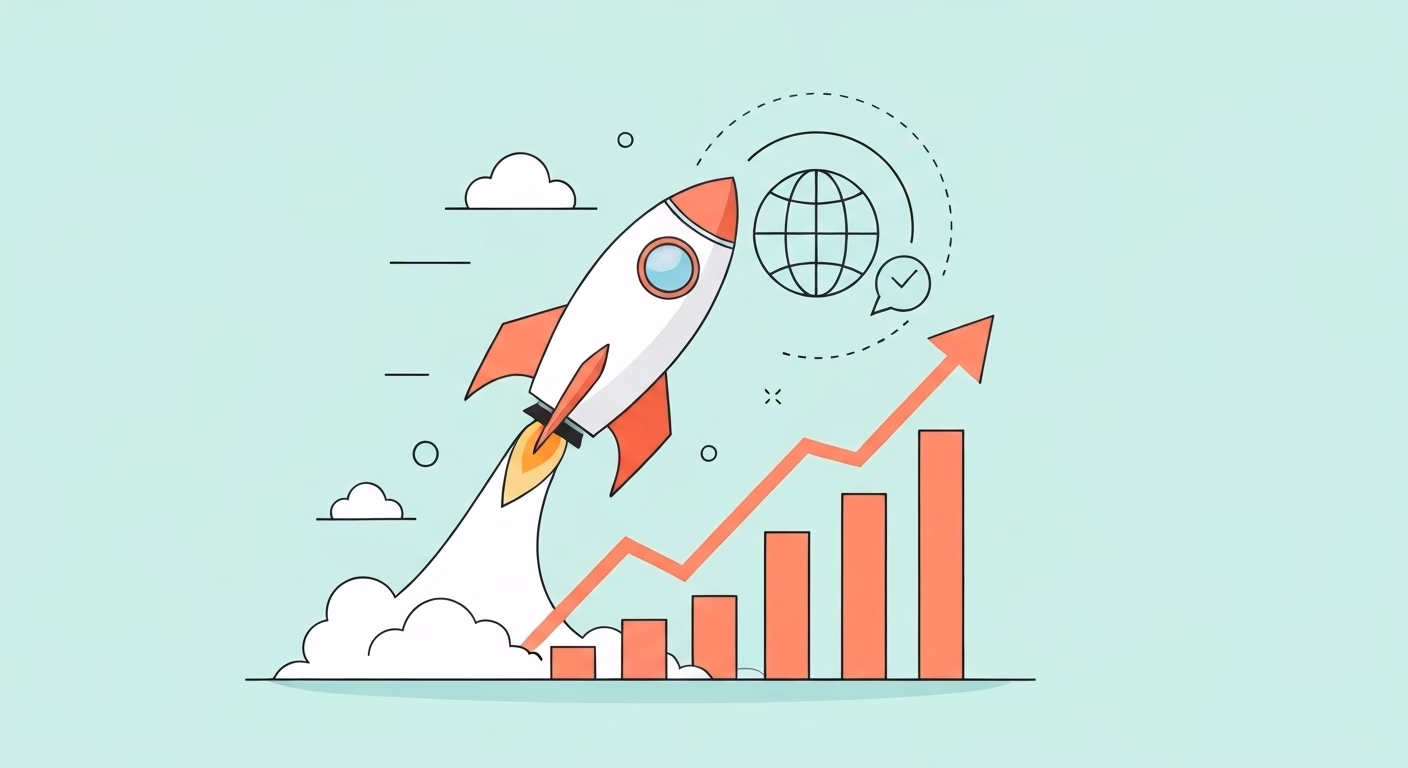 A dynamic and optimistic illustration symbolizing dramatic improvement in effic…