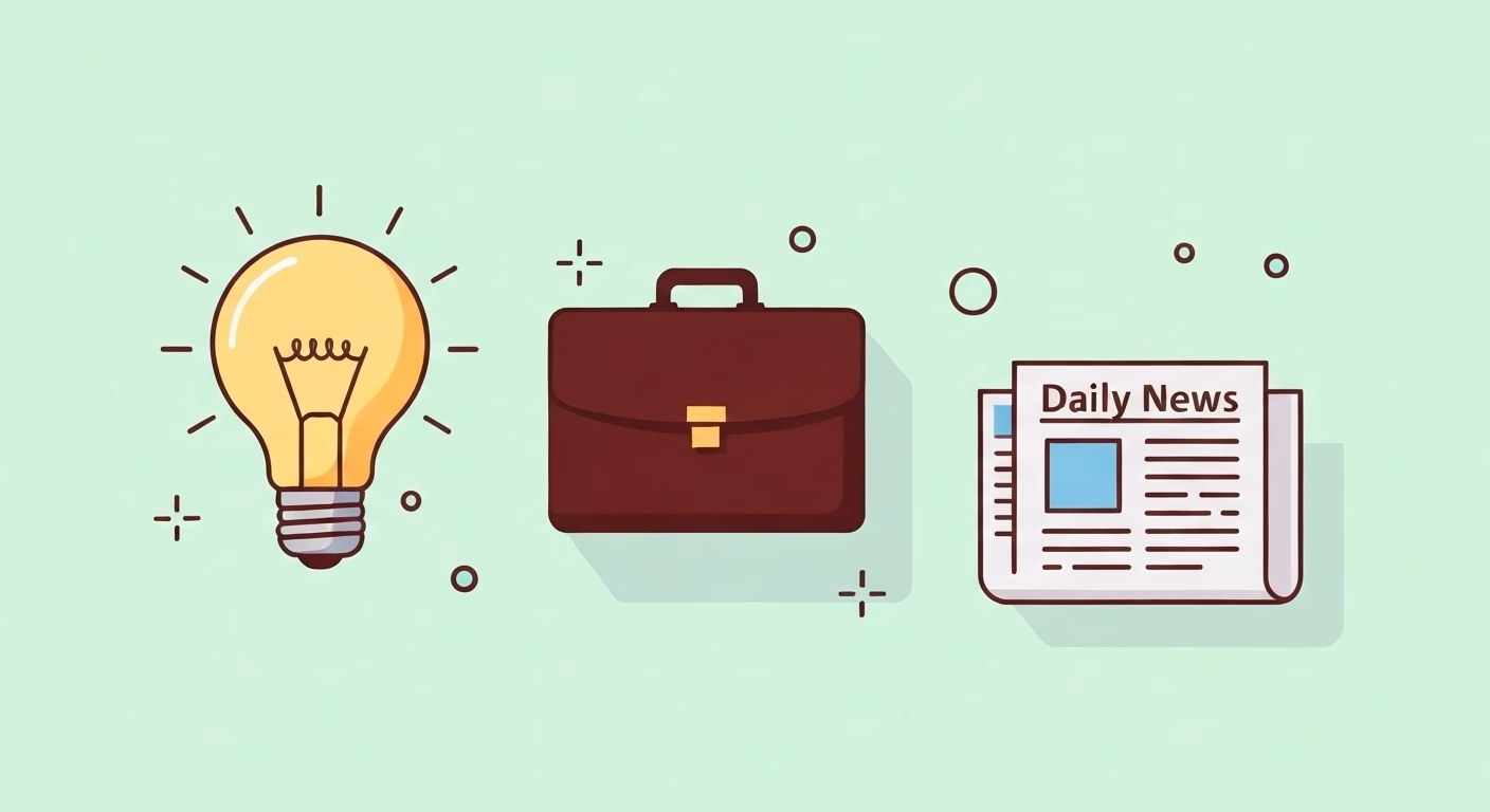 A clean, minimalist composition showing three distinct icons representing diffe…