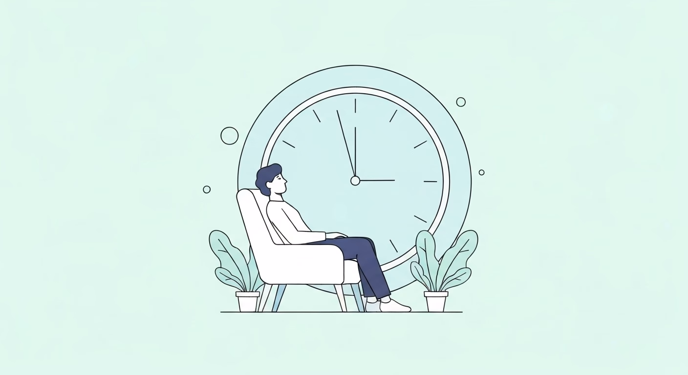 A serene image of a person relaxing in a comfortable chair, with a large, trans…