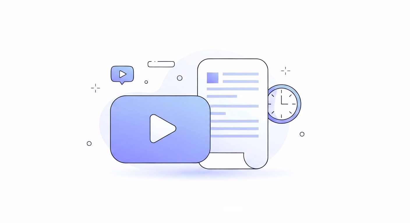 professional blog article thumbnail showing a stylized YouTube play button tran…